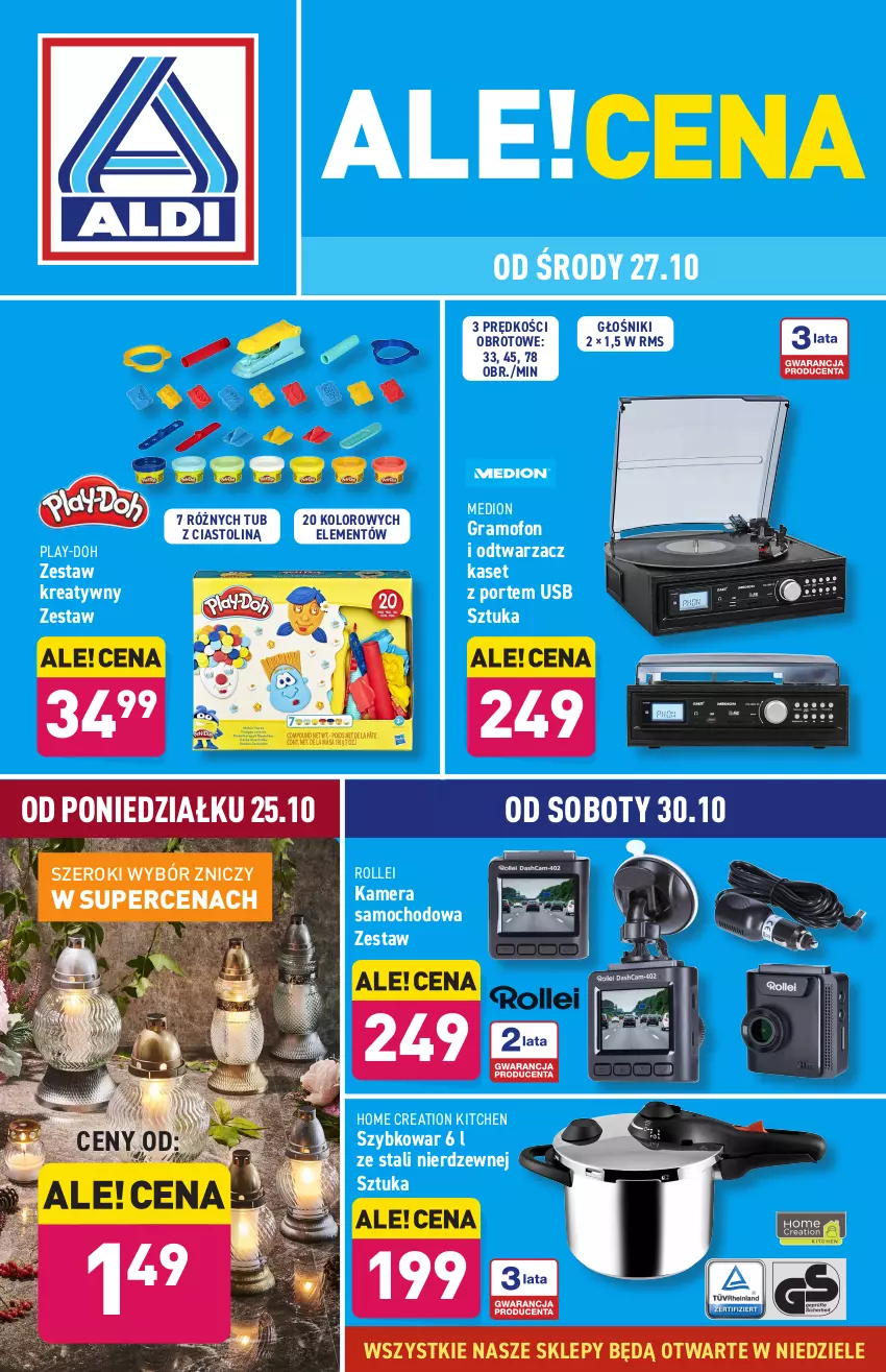 Gazetka promocyjna Aldi - Moda i Dom - ważna 25.10 do 30.10.2021 - strona 1 - produkty: Głośnik, Gra, Kamera, Play-Doh, Por, Szybkowar, Znicz