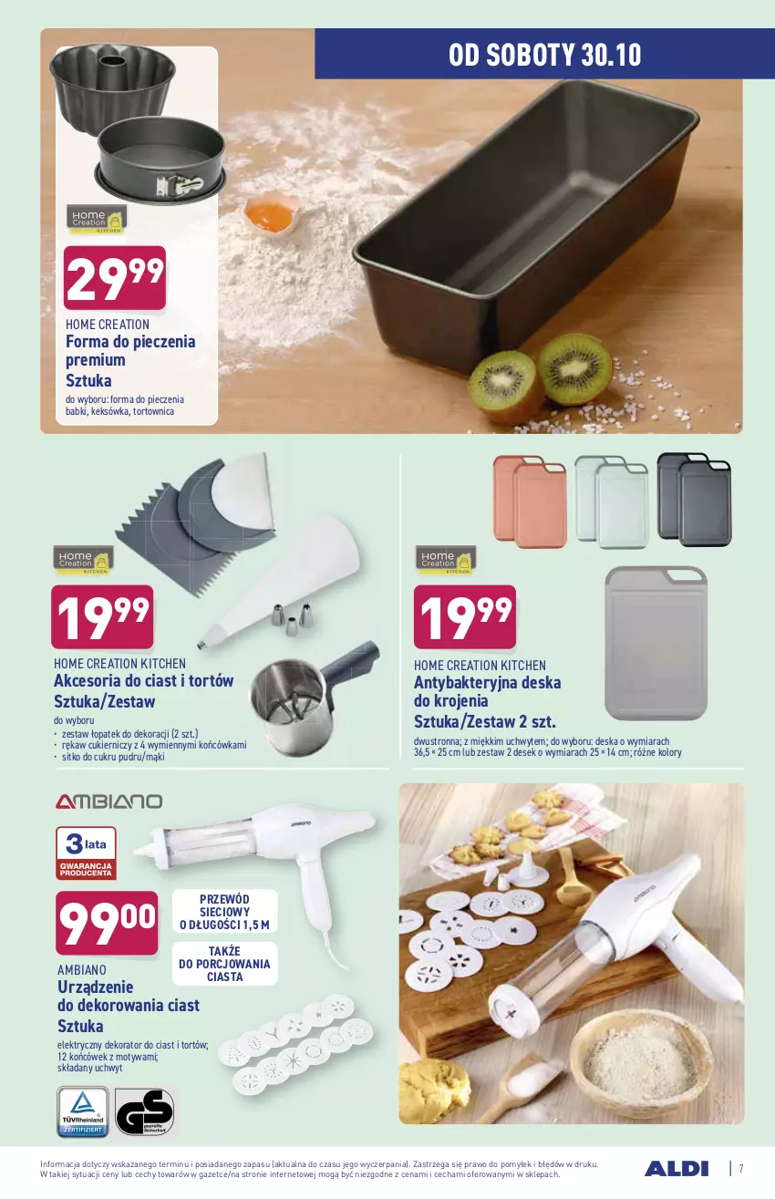 Gazetka promocyjna Aldi - Moda i Dom - ważna 25.10 do 30.10.2021 - strona 7 - produkty: Cukier, Dekorator, Deska do krojenia, Forma do pieczenia, Keksówka, Piec, Por, Przewód, Sitko, Tortownica