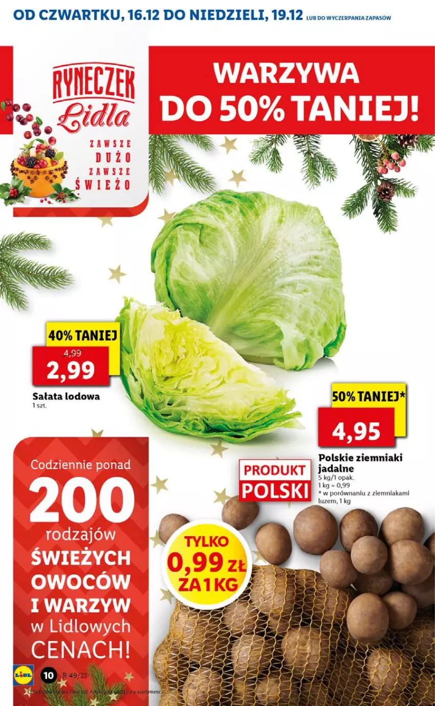 Gazetka promocyjna Lidl - GAZETKA OD 16.12 DO 19.12 - ważna 16.12 do 19.12.2021 - strona 10 - produkty: Por, Sałat, Sałata lodowa, Ziemniaki