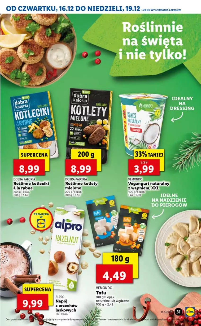 Gazetka promocyjna Lidl - GAZETKA OD 16.12 DO 19.12 - ważna 16.12 do 19.12.2021 - strona 31 - produkty: Alpro, Kotlet, Napój, Tofu, Vegangurt