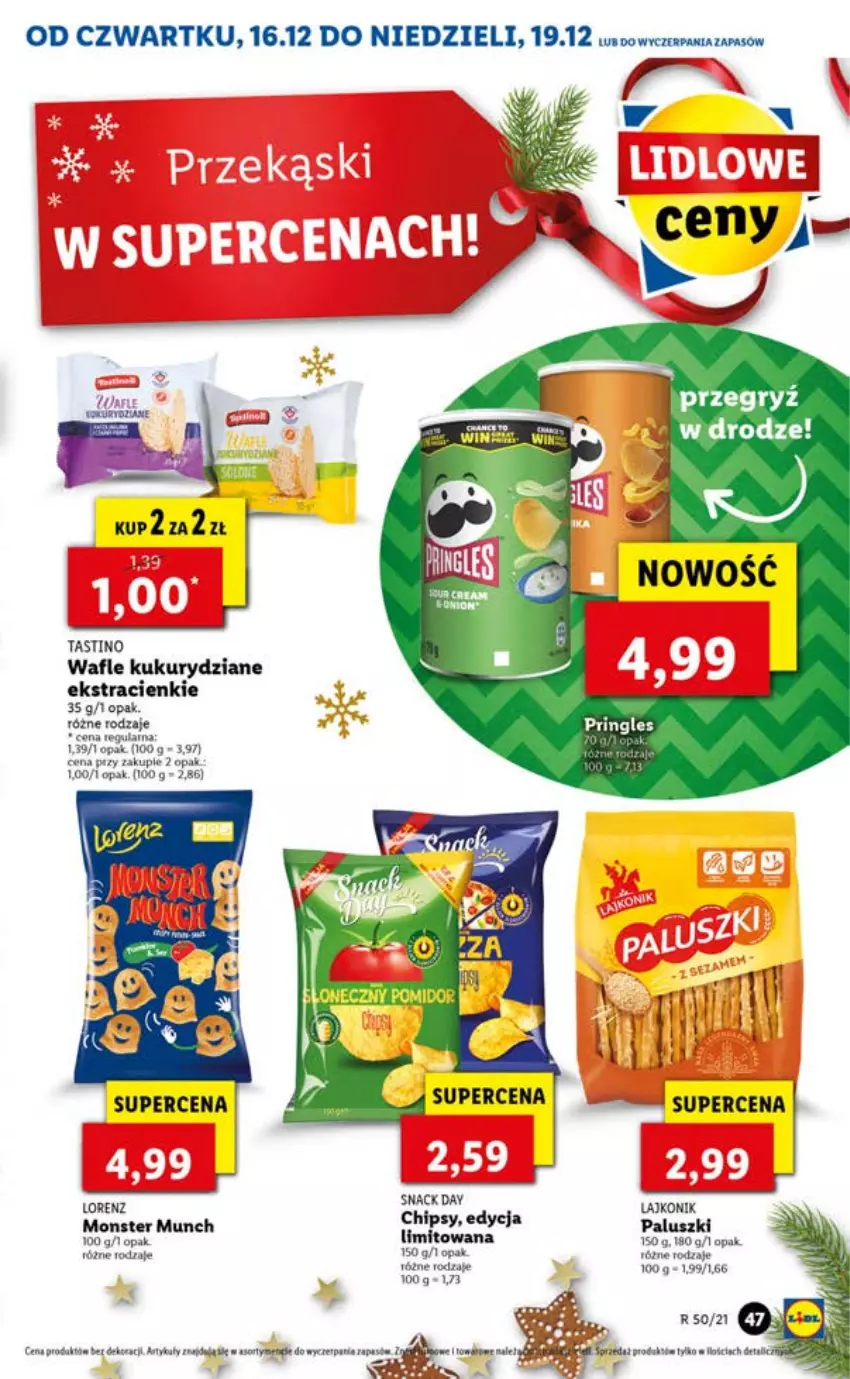 Gazetka promocyjna Lidl - GAZETKA OD 16.12 DO 19.12 - ważna 16.12 do 19.12.2021 - strona 47 - produkty: Gry, Lajkonik, LG, Lorenz, Monster Munch, Ryż, Wafle