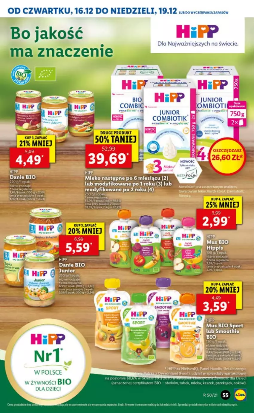 Gazetka promocyjna Lidl - GAZETKA OD 16.12 DO 19.12 - ważna 16.12 do 19.12.2021 - strona 55 - produkty: Dzieci, HiPP, Mus, Piec