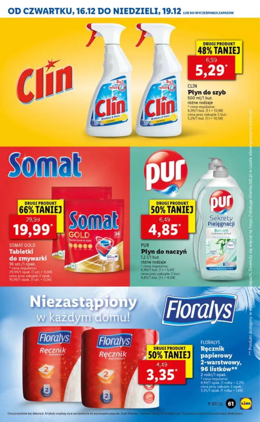 Gazetka promocyjna Lidl - GAZETKA OD 16.12 DO 19.12 - ważna 16.12 do 19.12.2021 - strona 61 - produkty: Clin, Flora, Płyn do szyb, Ręcznik