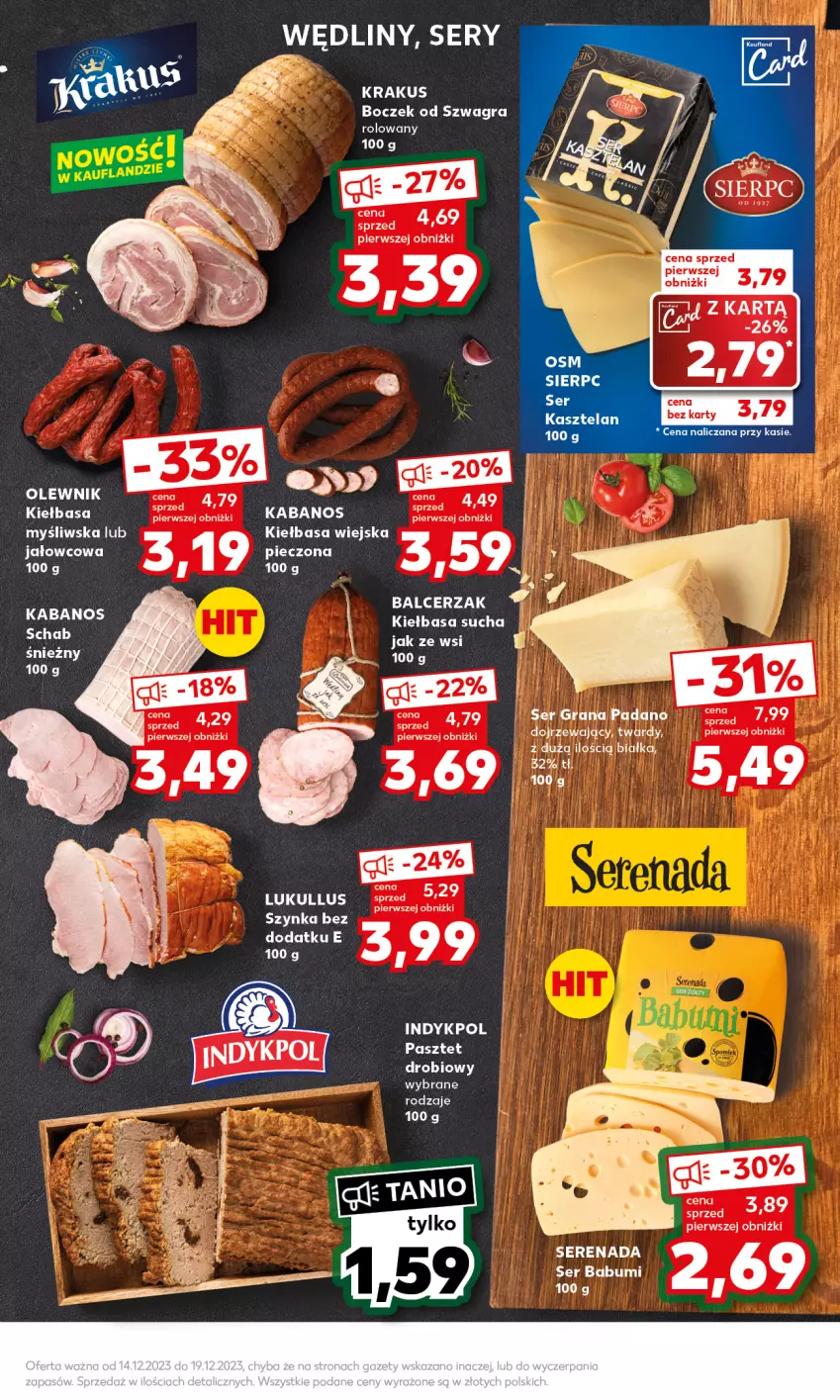 Gazetka promocyjna Kaufland - Mocny Start - ważna 18.12 do 19.12.2023 - strona 13 - produkty: Boczek, Gra, Kabanos, Kiełbasa, Kiełbasa wiejska, Olewnik, Pasztet, Ser, Szynka