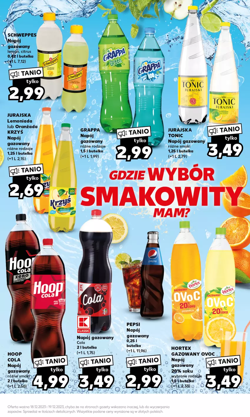 Gazetka promocyjna Kaufland - Mocny Start - ważna 18.12 do 19.12.2023 - strona 19 - produkty: Gra, Grappa, Hoop, Hortex, Lemoniada, Napój, Napój gazowany, Oranżada, Pepsi, Sok