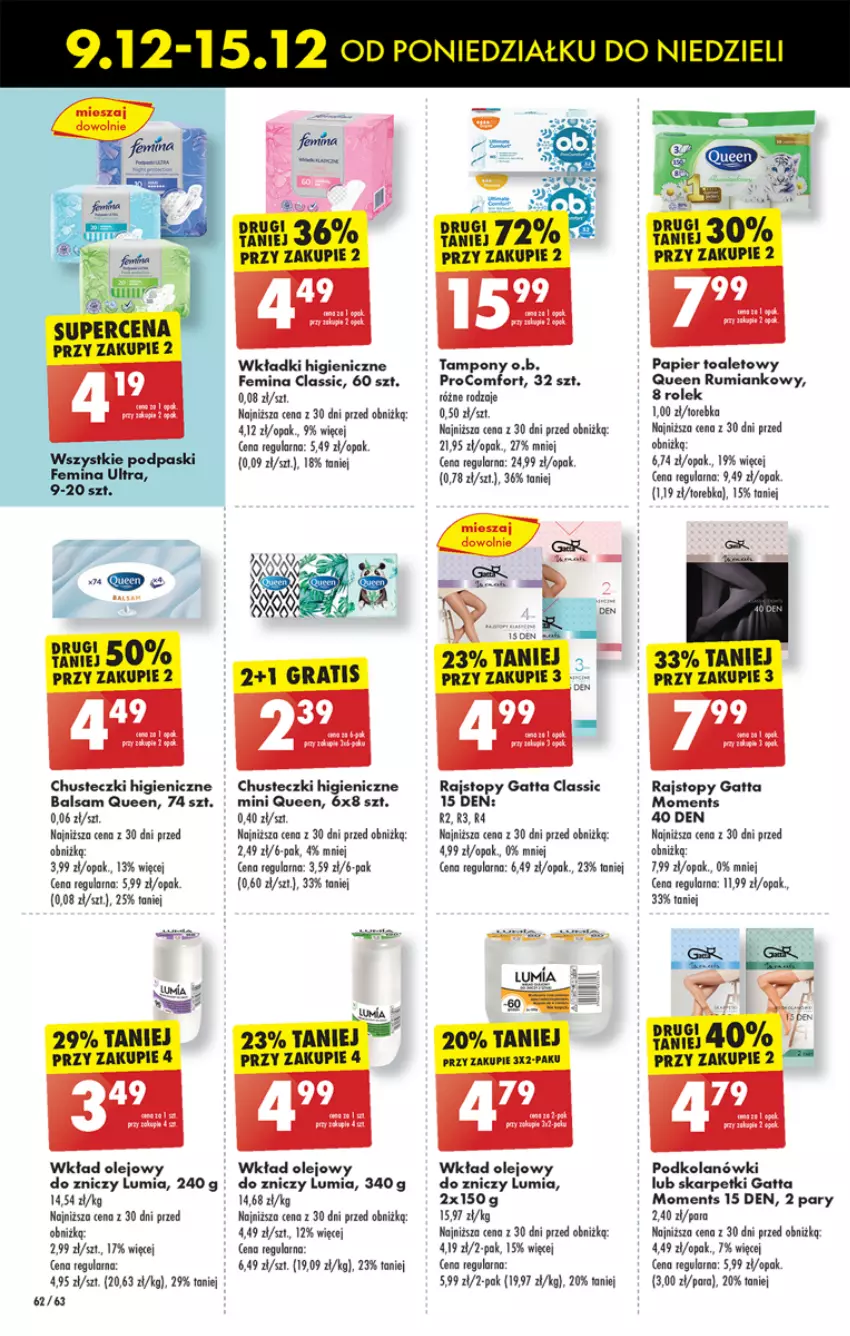 Gazetka promocyjna Biedronka - Od poniedzialku - ważna 09.12 do 14.12.2024 - strona 76 - produkty: Chusteczki, Gatta, Gry, Karp, Moments, O.B., Olej, Papier, Papier toaletowy, Podpaski, Rajstopy, Rum, Skarpetki, Tampony, Top, Torebka, Wkład olejowy, Wkładki, Znicz