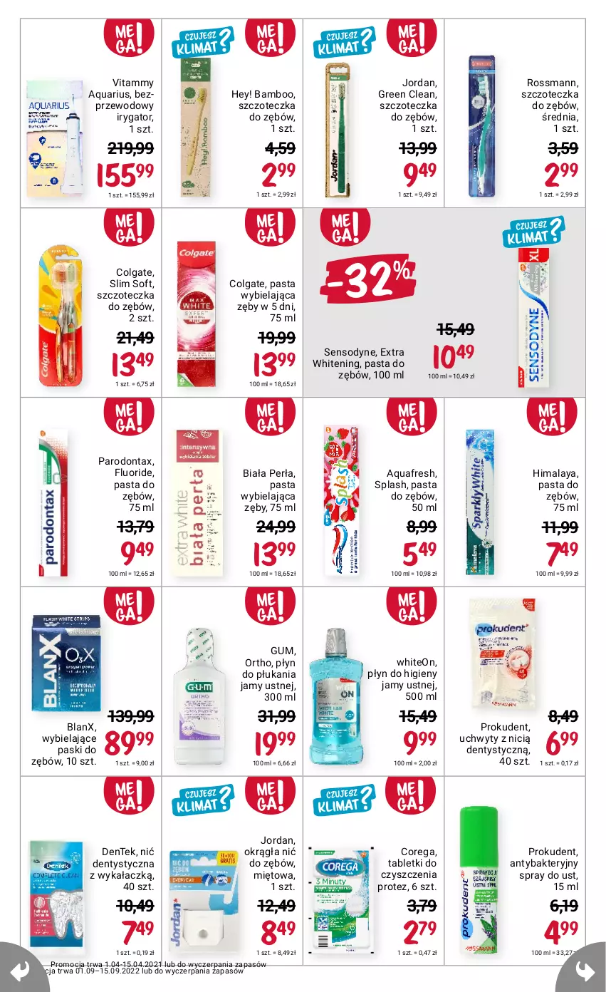 Gazetka promocyjna Rossmann - 1 września - ważna 01.09 do 15.09.2022 - strona 6 - produkty: Antybakteryjny spray, Aquafresh, Colgate, Corega, Himalaya, Irygator, LG, Nić dentystyczna, Parodontax, Pasta do zębów, Perła, Płyn do płukania, Płyn do płukania jamy ustnej, Prokudent, Sensodyne, Szczoteczka, Szczoteczka do zębów, Tablet, Uchwyty