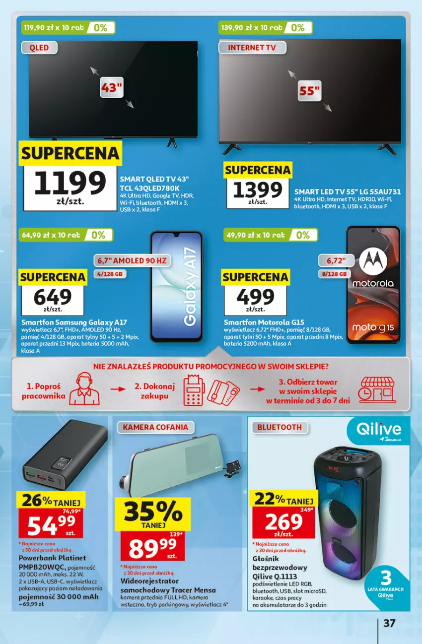Gazetka promocyjna Auchan - Gazetka 30 Lat Hipermarket Auchan - ważna 06.08 do 12.08.2026 - strona 37 - produkty: Acer, Akumulator, Amol, Fa, Głośnik, Kamera, PLATINET, Por, Powerbank, Wideorejestrator