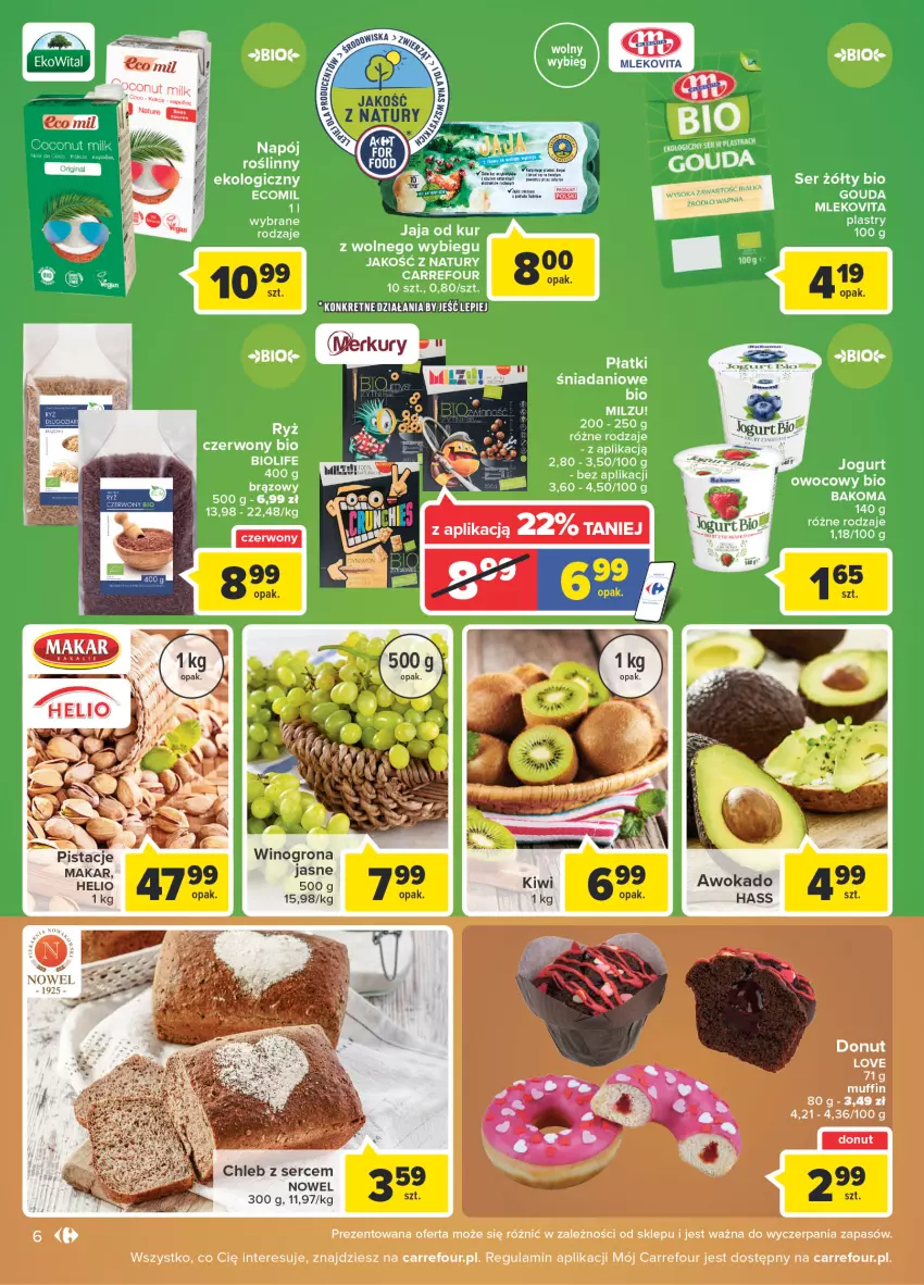 Gazetka promocyjna Carrefour - Gazetka Market Zyskoteka - ważna 08.02 do 14.02.2022 - strona 6 - produkty: Chleb, Mleko, Mlekovita, Pistacje, Ser, Wino, Winogrona