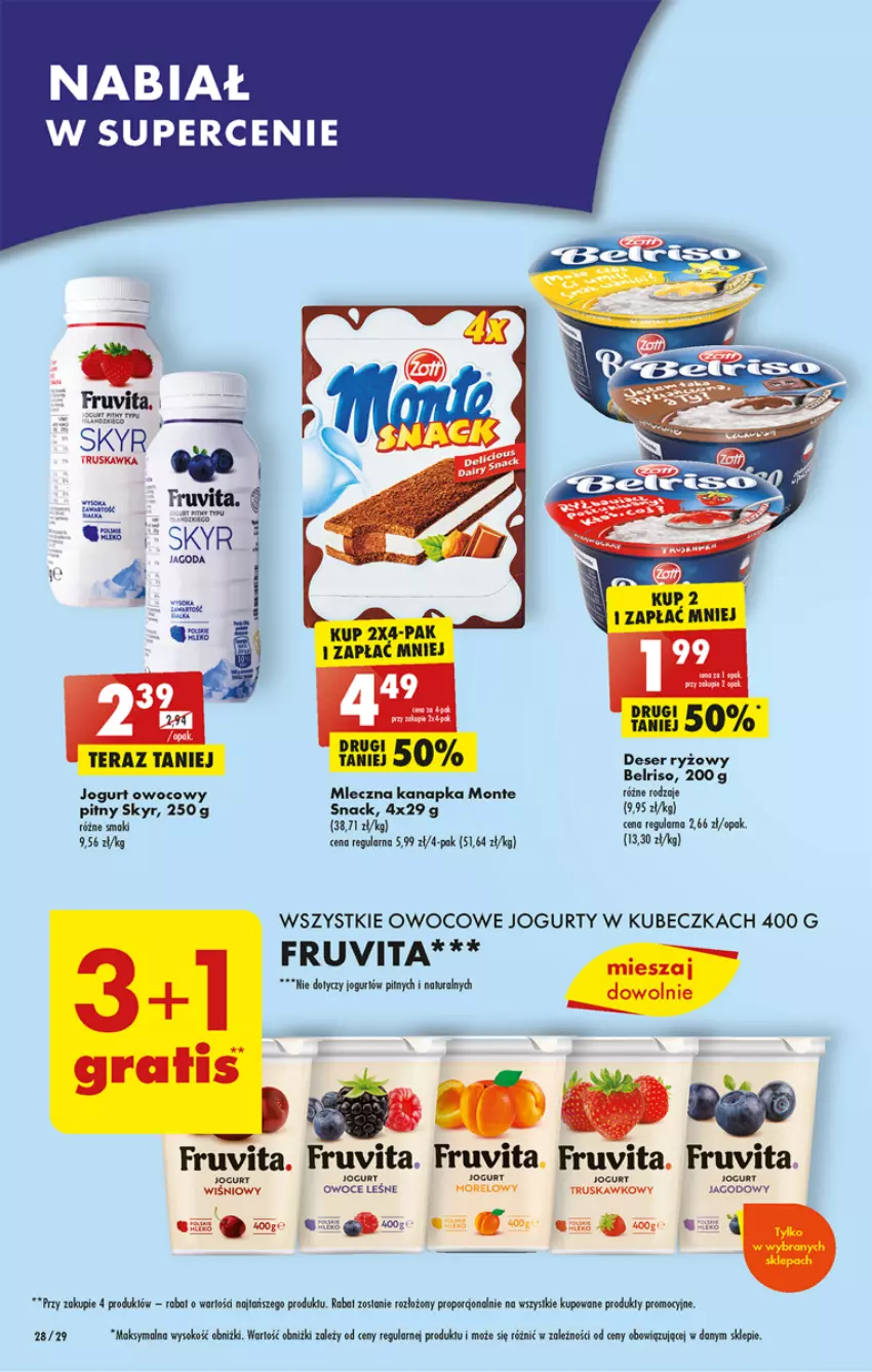 Gazetka promocyjna Biedronka - ważna 27.03 do 01.04.2023 - strona 28 - produkty: Ba!, Belriso, Deser, Jogurt, Jogurt owocowy, Mleczna kanapka, Monte, Owoce, Por, Ryż, Ser, Sok, Tera