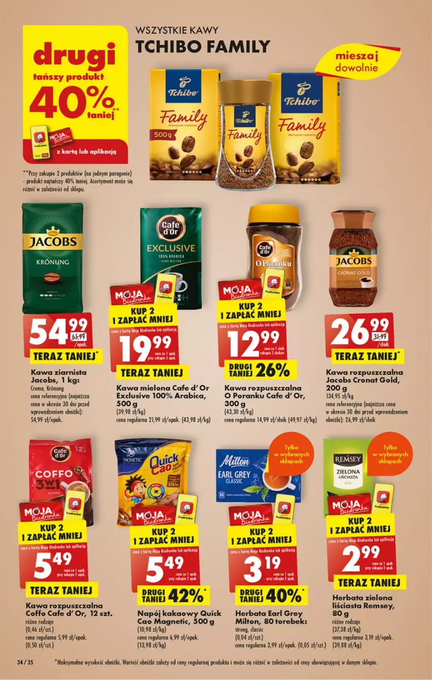 Gazetka promocyjna Biedronka - ważna 27.03 do 01.04.2023 - strona 34 - produkty: BIC, Earl Grey, Fa, Herbata, Jacobs, Kakao, Kawa, Kawa mielona, Kawa rozpuszczalna, Kawa ziarnista, Napój, Por, Sok, Tchibo, Tchibo Family, Tera