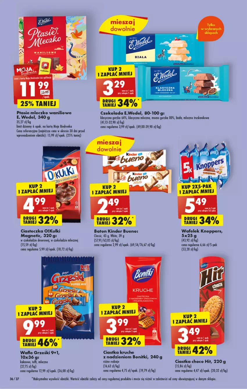 Gazetka promocyjna Biedronka - ważna 27.03 do 01.04.2023 - strona 36 - produkty: Bonitki, Ciastka, Czekolada, Dron, E. Wedel, Grześki, Jaja, Kinder, Kinder Bueno, LG, Mleczko, Ptasie mleczko, Sok, Wafelek, Wafle