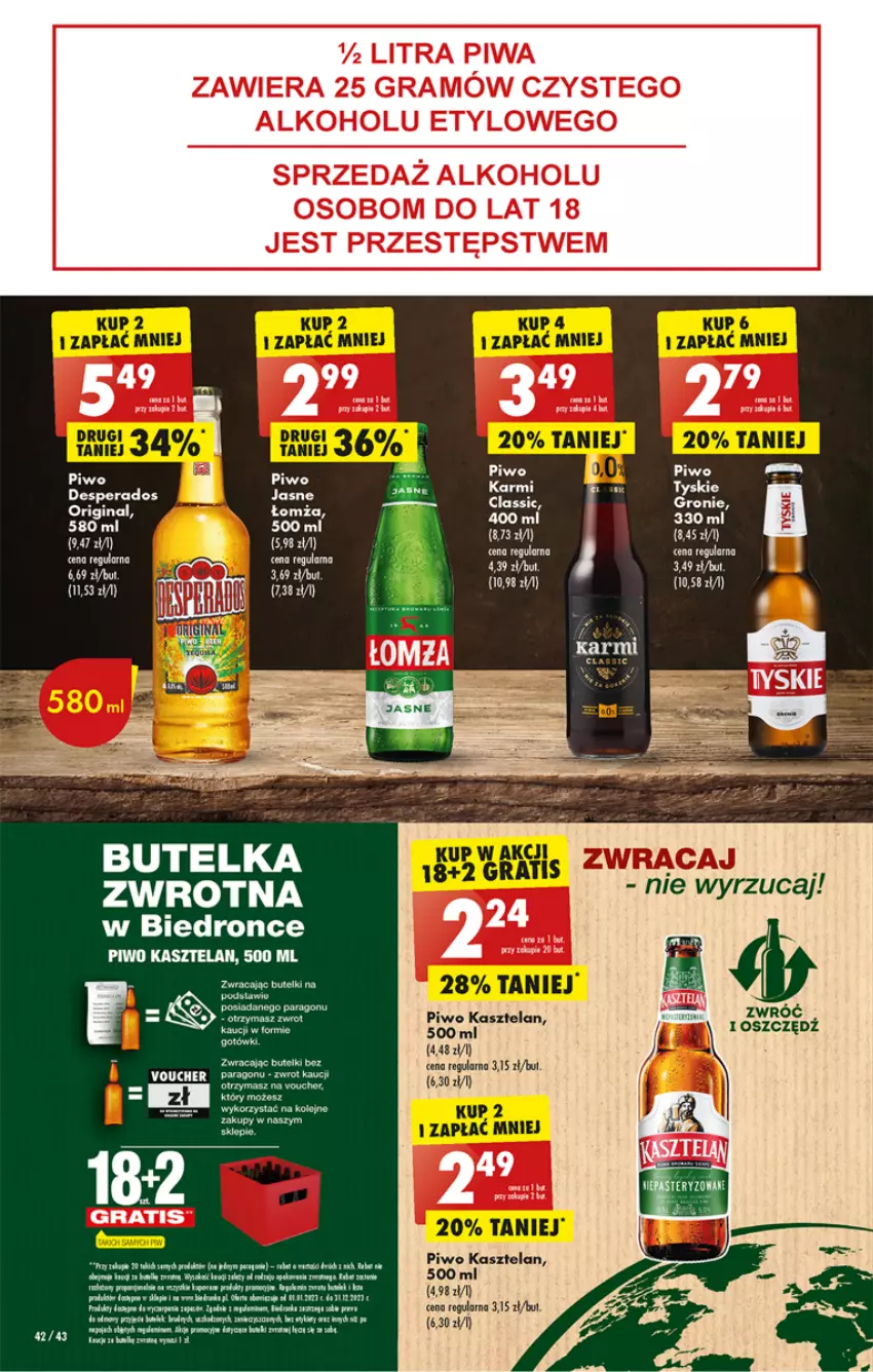 Gazetka promocyjna Biedronka - ważna 27.03 do 01.04.2023 - strona 42 - produkty: Desperados, Dron, Fa, Gin, Gra, Kasztelan, LG, Olej, Piwa, Piwo, Por