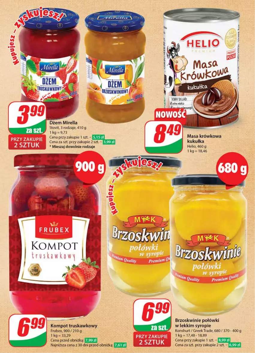 Gazetka promocyjna Dino - Gazetka 23 / 2024 - ważna 05.06 do 11.06.2024 - strona 13 - produkty: Brzoskwinie, Dżem, Helio, Masa krówkowa, Syrop