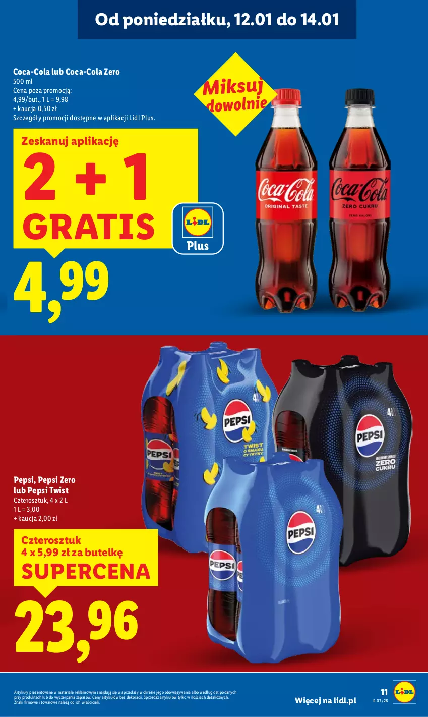 Gazetka promocyjna Lidl - GAZETKA - ważna 12.01 do 14.01.2026 - strona 11 - produkty: Coca-Cola, Gra, Pepsi