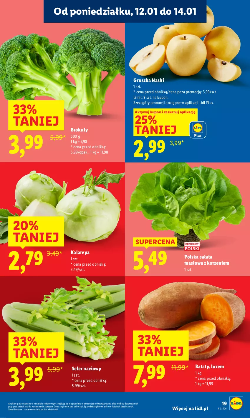 Gazetka promocyjna Lidl - GAZETKA - ważna 12.01 do 14.01.2026 - strona 19 - produkty: Brokuły, Masło, Sałat, Sałata masłowa, Seler naciowy