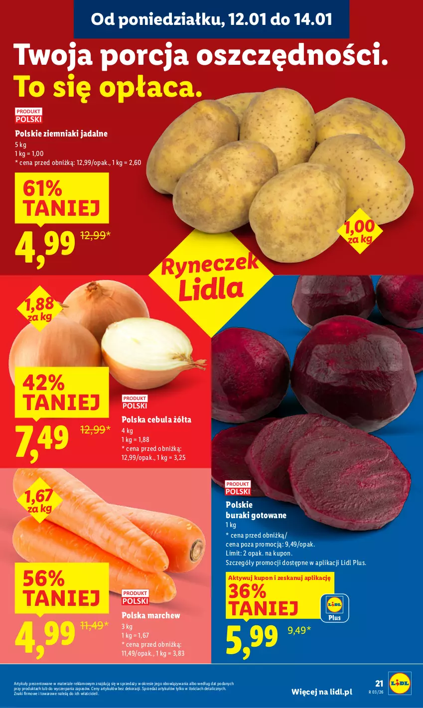 Gazetka promocyjna Lidl - GAZETKA - ważna 12.01 do 14.01.2026 - strona 21 - produkty: Buraki, Cebula, Por, Ziemniaki