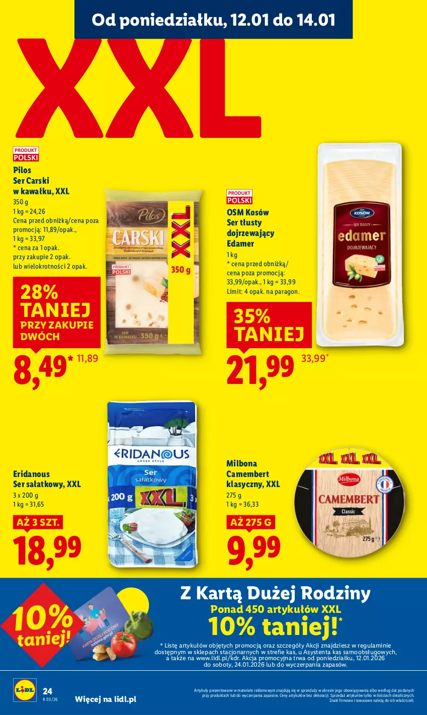 Gazetka promocyjna Lidl - GAZETKA - ważna 12.01 do 14.01.2026 - strona 24 - produkty: Camembert, Cars, Edam, Kawa, Pilos, Sałat, Ser