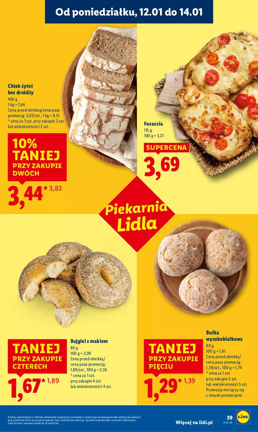 Gazetka promocyjna Lidl - GAZETKA - ważna 12.01 do 14.01.2026 - strona 39 - produkty: Bułka, Chleb, Focaccia, Sok