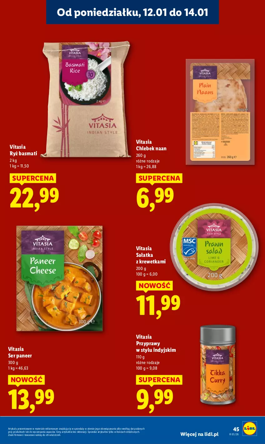 Gazetka promocyjna Lidl - GAZETKA - ważna 12.01 do 14.01.2026 - strona 45 - produkty: Chleb, Przyprawy, Ryż, Ryż basmati, Sałat, Sałatka, Ser