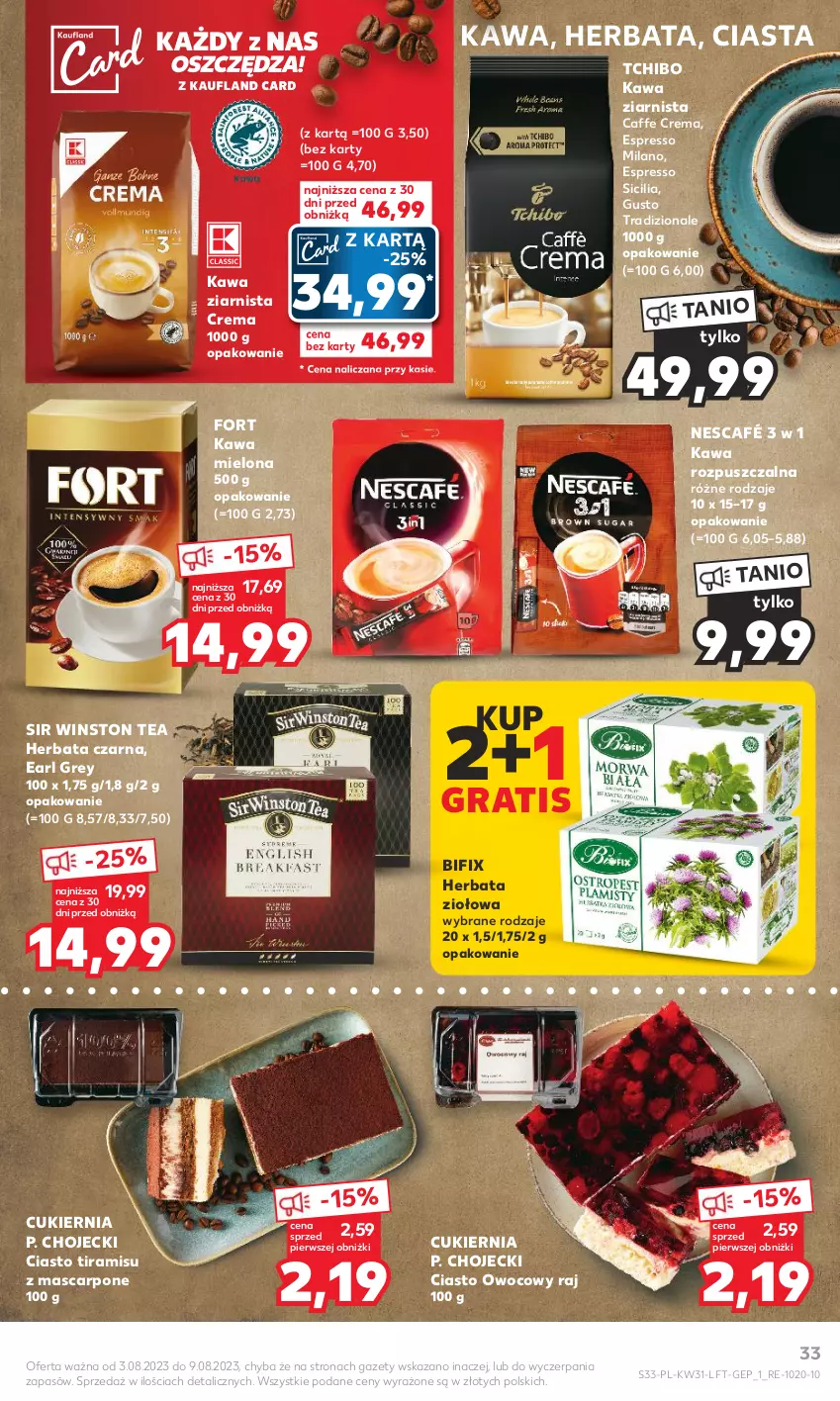 Gazetka promocyjna Kaufland - Gazetka tygodnia - ważna 03.08 do 09.08.2023 - strona 33 - produkty: Cukier, Earl Grey, Gra, Herbata, Herbata czarna, Kawa, Kawa mielona, Kawa rozpuszczalna, Kawa ziarnista, Mascarpone, Nescafé, Tchibo, Winston