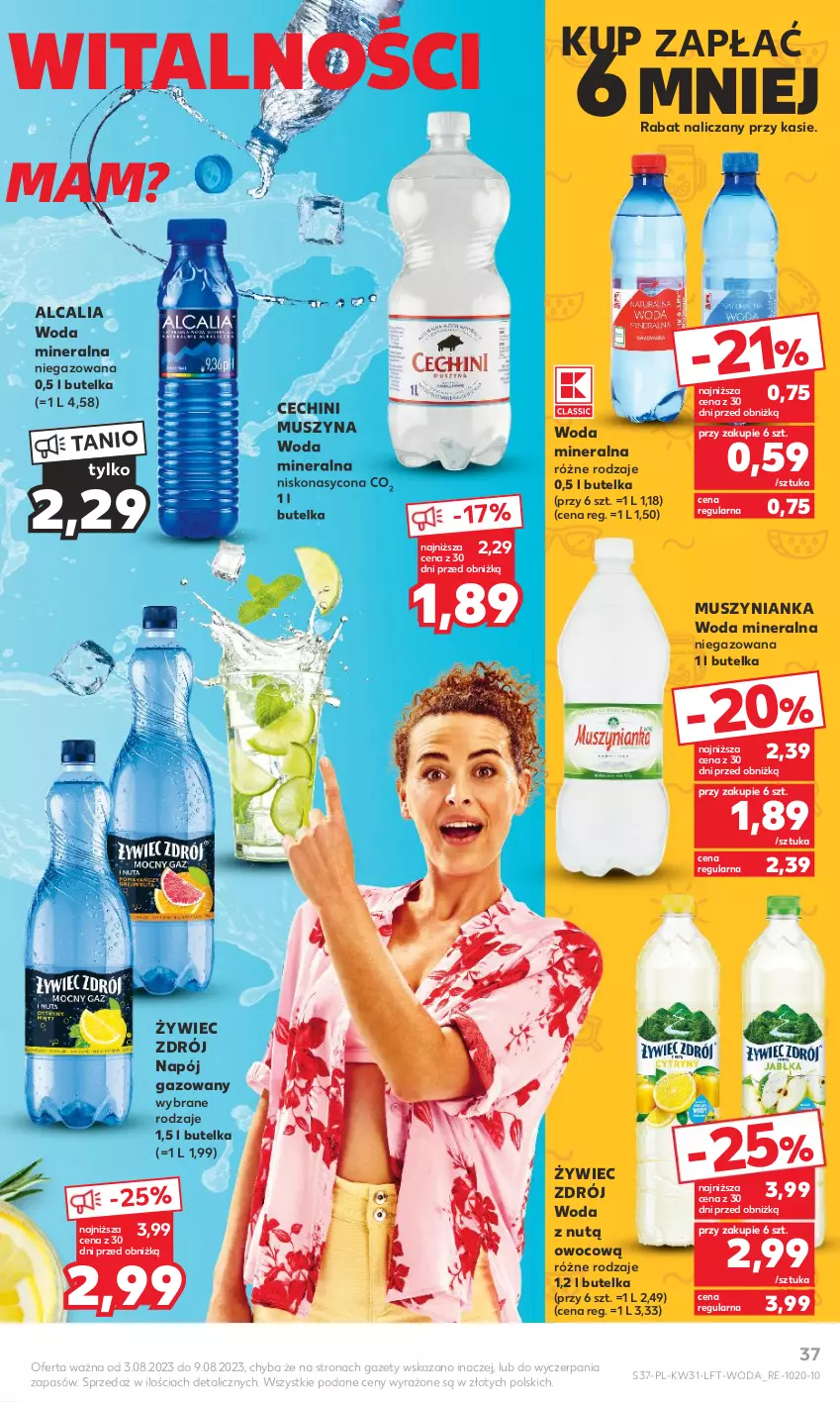 Gazetka promocyjna Kaufland - Gazetka tygodnia - ważna 03.08 do 09.08.2023 - strona 37 - produkty: Mus, Muszynianka, Napój, Napój gazowany, Woda, Woda mineralna