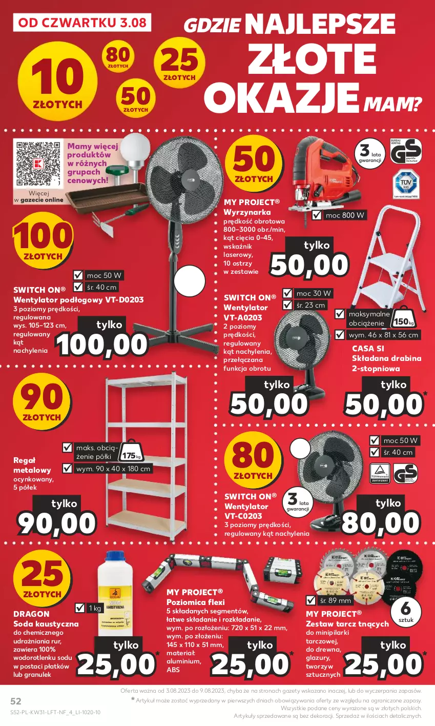 Gazetka promocyjna Kaufland - Gazetka tygodnia - ważna 03.08 do 09.08.2023 - strona 52 - produkty: Cynk, Drabina, Gra, Lazur, Poziomica, Regał, Regał metalowy, Ser, Top, Wyrzynarka