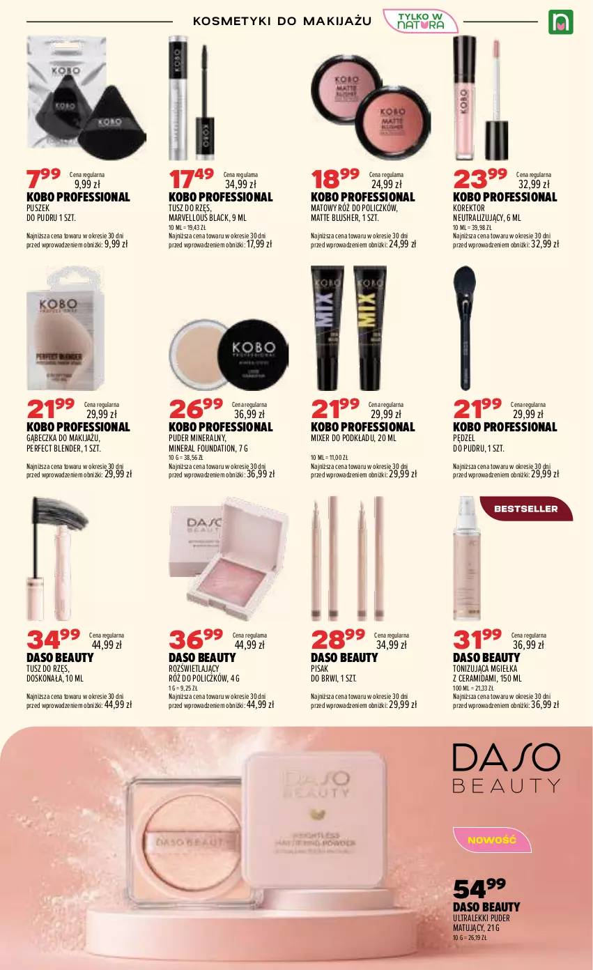 Gazetka promocyjna Drogerie Natura - Gazetka Drogerie Natura - ważna 21.07 do 05.08.2026 - strona 5 - produkty: Blender, Foundation, KOBO, Lack, Makijaż, Pędzel do pudru, Podkład, Puder, Róż do policzków, Tusz