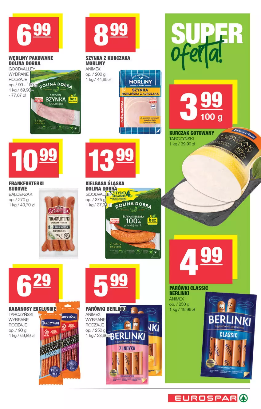Gazetka promocyjna Spar - EuroSpar - ważna 18.05 do 28.05.2025 - strona 7 - produkty: Berlinki, Frankfurterki, Kabanos, Kiełbasa, Kiełbasa śląska, Kurczak, Morliny, Parówki, Szynka