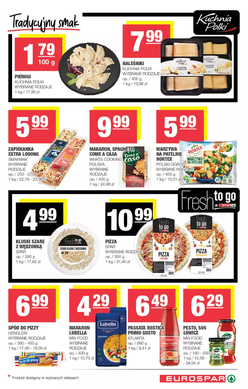 Gazetka promocyjna Spar - EuroSpar - ważna 18.05 do 28.05.2025 - strona 9 - produkty: Bell, Bella, Hortex, Jabłka, Kuchnia, LG, Lubella, Makaron, Naleśniki, Pesto, Pierogi, Rust, Ser, Sos, Spaghetti, Warzywa, Zapiekanka