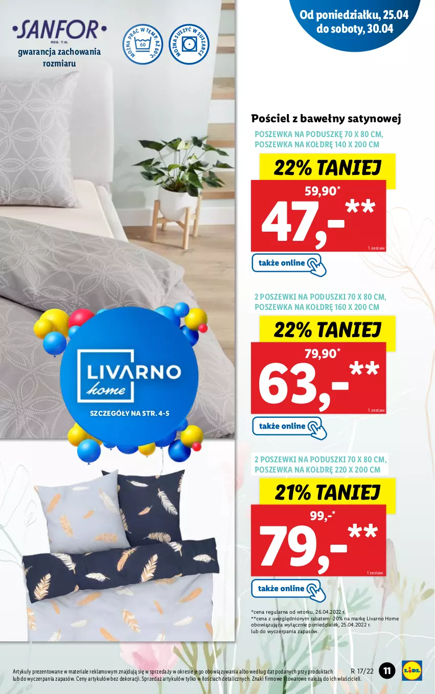 Gazetka promocyjna Lidl - GAZETKA - ważna 25.04 do 30.04.2022 - strona 11 - produkty: Ivar, Pościel, Poszewka