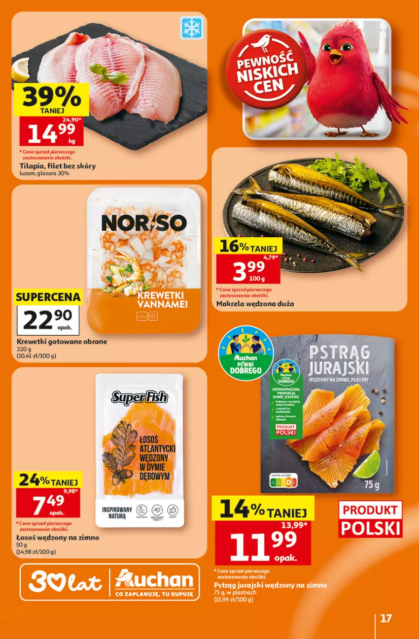 Gazetka promocyjna Auchan - Gazetka 30 Lat Hipermarket Auchan - ważna 16.07 do 22.07.2026 - strona 17 - produkty: Glazura, Krewetki, Lazur, Tilapia