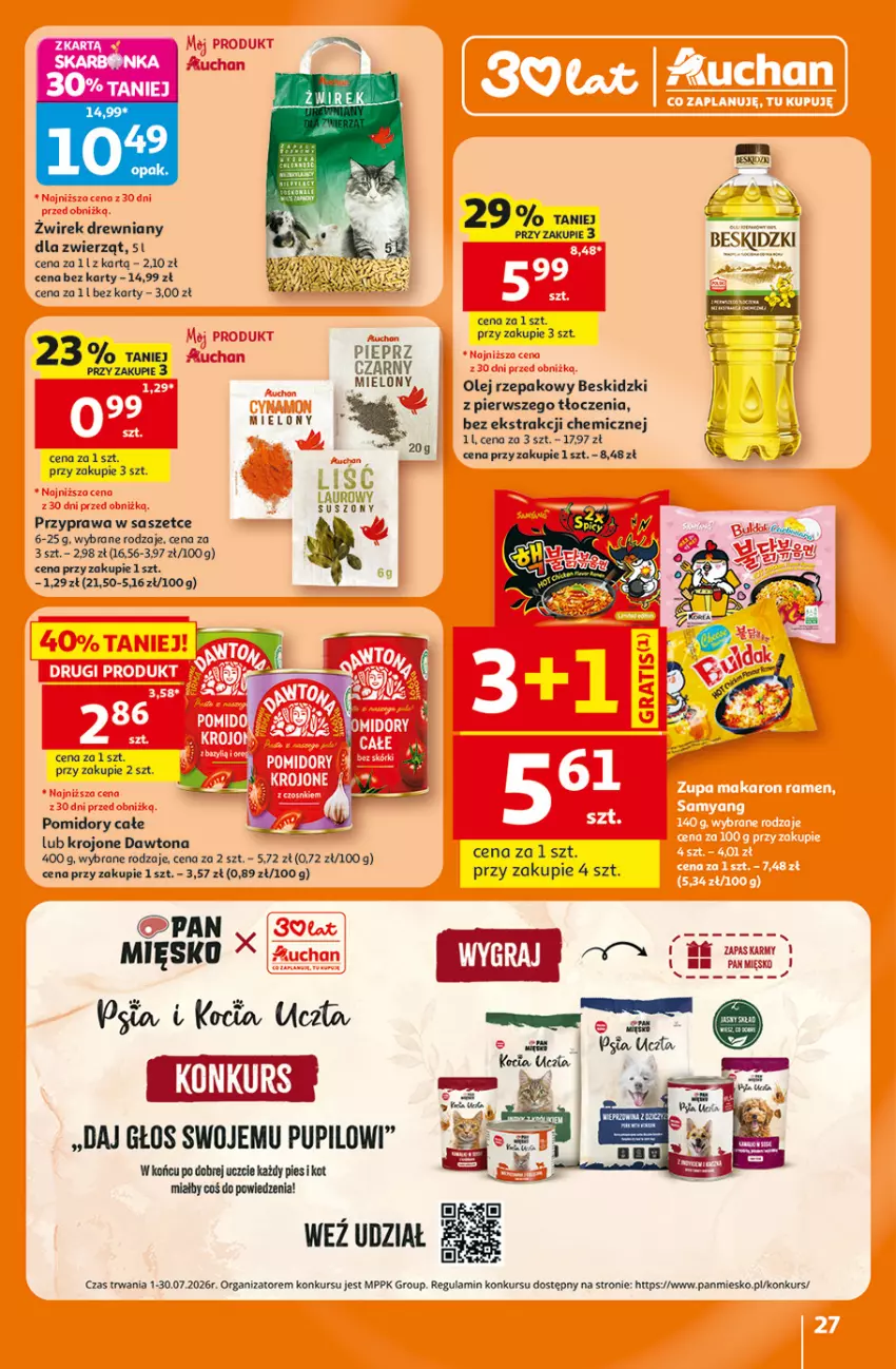 Gazetka promocyjna Auchan - Gazetka 30 Lat Hipermarket Auchan - ważna 16.07 do 22.07.2026 - strona 27 - produkty: Beskidzki, Dawtona, Koc, Olej, Olej rzepakowy, Pomidory