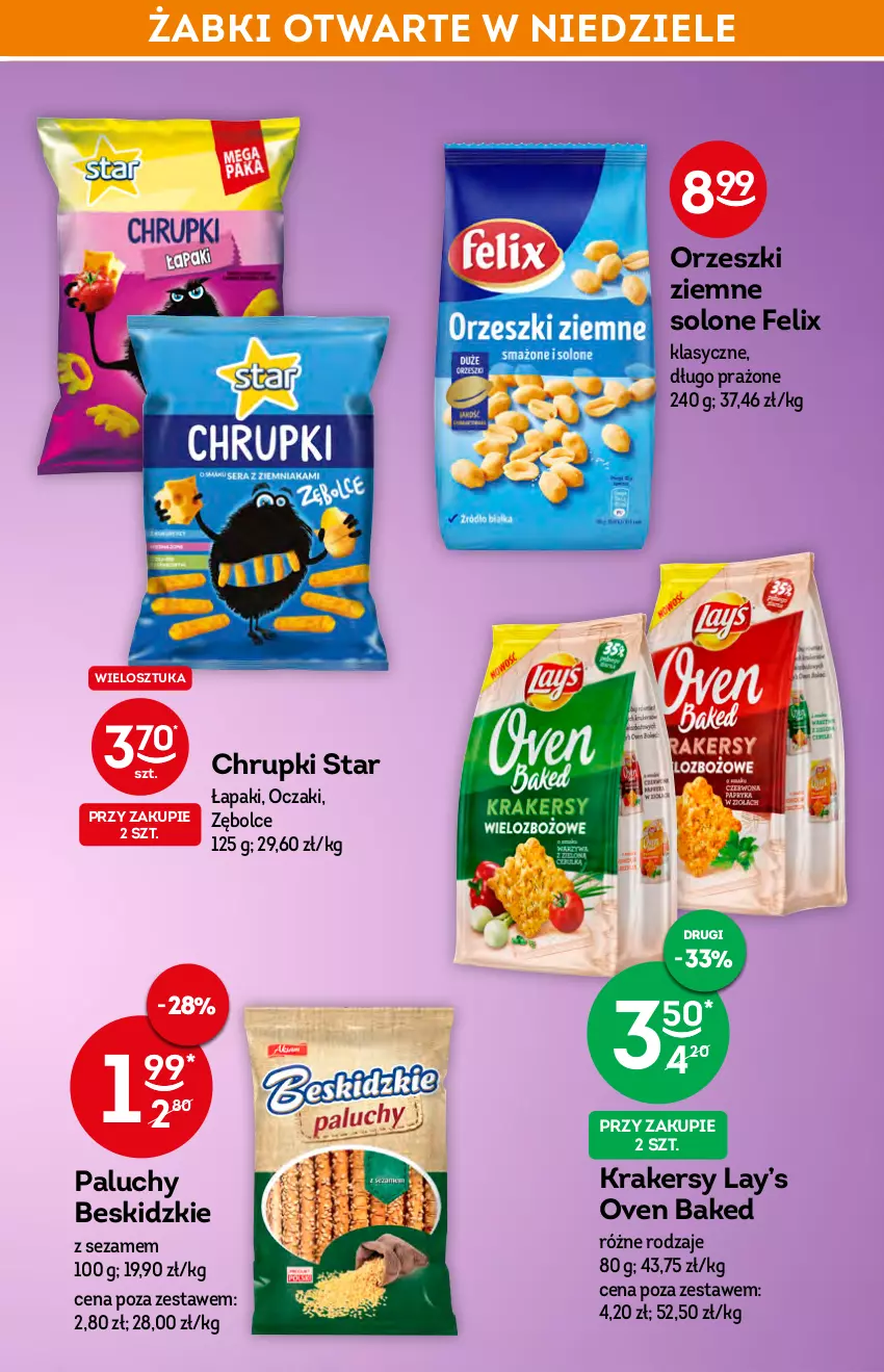 Gazetka promocyjna Żabka - ważna 19.01 do 26.01.2022 - strona 37 - produkty: Beskidzki, Chrupki, Felix, Krakersy, Lay’s, Orzeszki, Orzeszki ziemne, Sezam