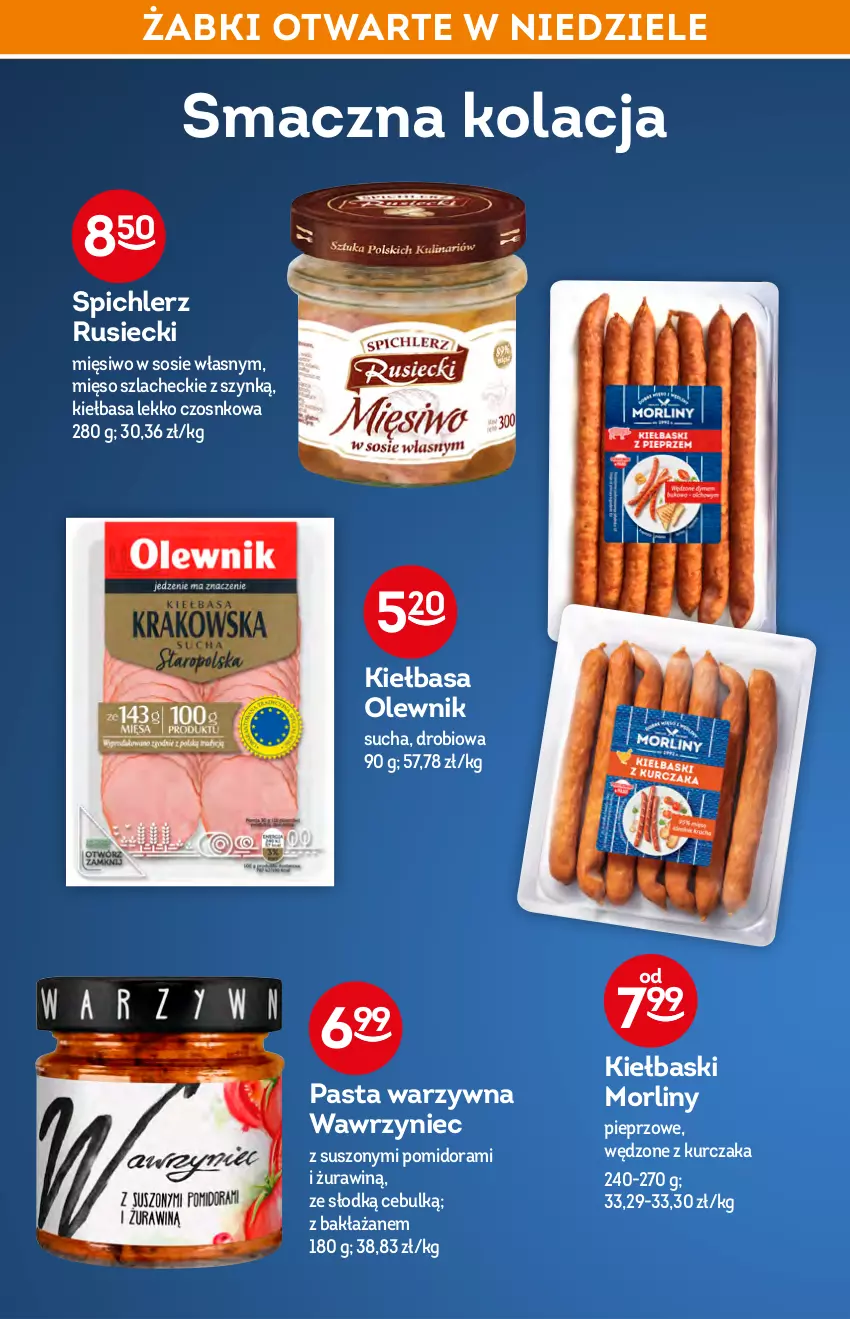 Gazetka promocyjna Żabka - ważna 19.01 do 26.01.2022 - strona 42 - produkty: Kiełbasa, Kurczak, Mięso, Morliny, Olewnik, Pasta warzywna, Pieprz, Sos, Spichlerz Rusiecki