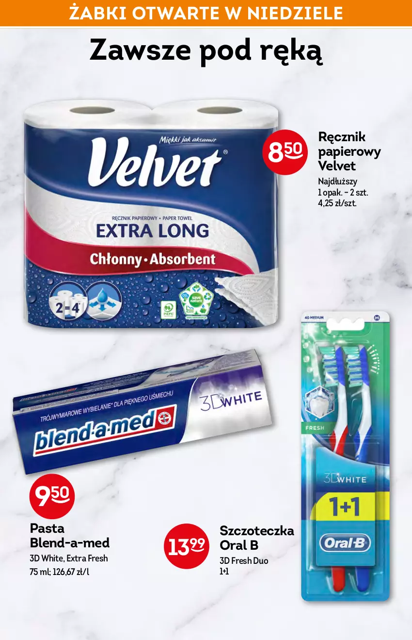 Gazetka promocyjna Żabka - ważna 19.01 do 26.01.2022 - strona 44 - produkty: Blend-a-Med, Oral B, Papier, Ręcznik, Szczoteczka, Velvet