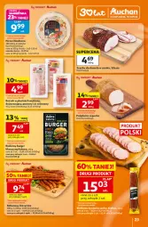 Gazetka promocyjna Auchan - Gazetka 30 Lat Hipermarket Auchan - Gazetka - ważna od 12.08 do 12.08.2026 - strona 23 - produkty: Polędwica, Szynka, Pizza, Burger, Boczek, Kabanos, Roślinny burger