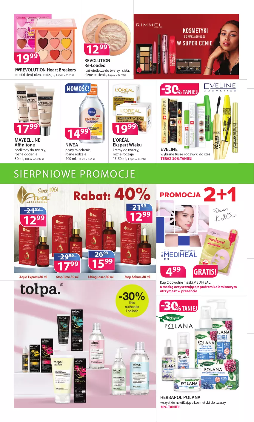 Gazetka promocyjna Drogerie Polskie - Gazetka - ważna 13.08 do 31.08.2021 - strona 2 - produkty: Bell, Eveline, Gra, Herbapol, L’Oréal, LANA, Maybelline, Nivea, Podkład, Rozświetlacz, Tera, Tusz