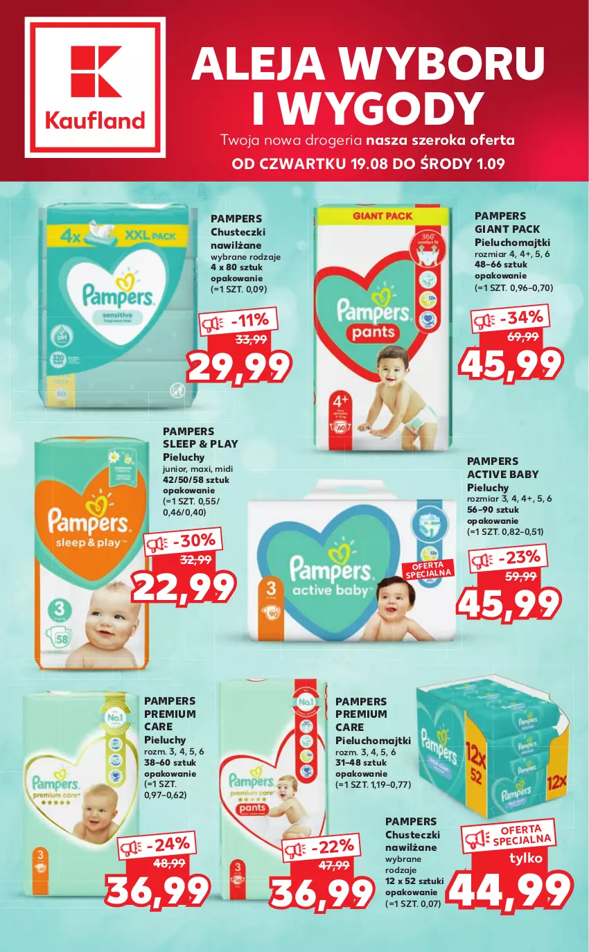 Gazetka promocyjna Kaufland - Oferta specjalna - ważna 19.08 do 01.09.2021 - strona 1 - produkty: Chusteczki, Majtki, Pampers, Pieluchomajtki, Pieluchy, Tera