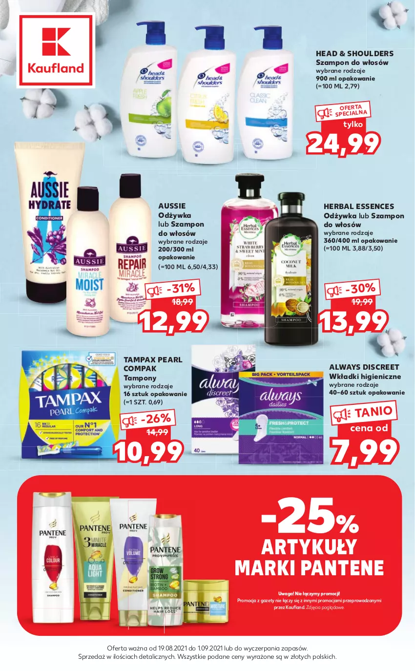 Gazetka promocyjna Kaufland - Oferta specjalna - ważna 19.08 do 01.09.2021 - strona 2 - produkty: Always, Discreet, Odżywka, Pantene, Pax, Szampon, Tampax, Tampony, Waga, Wkładki