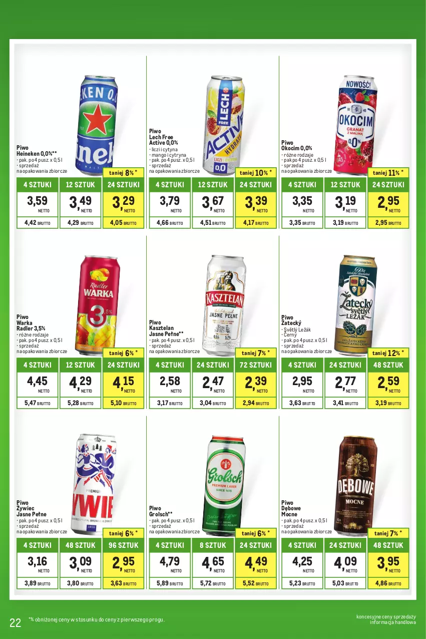 Gazetka promocyjna Makro - Kupujesz więcej płacisz mniej - oferta z alkoholem - ważna 01.06 do 30.06.2023 - strona 22 - produkty: Heineken, Kasztelan, Koc, Liczi, Mango, Okocim, Piwo, Radler, Warka