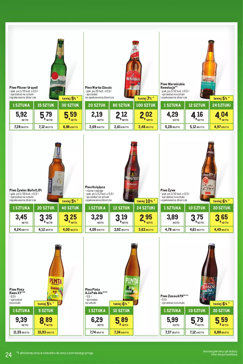 Gazetka promocyjna Makro - Kupujesz więcej płacisz mniej - oferta z alkoholem - ważna 01.06 do 30.06.2023 - strona 24 - produkty: Książęce, Pilsner Urquell, Piwo, Warka