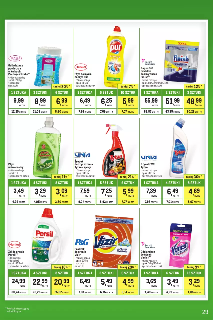 Gazetka promocyjna Makro - Kupujesz więcej płacisz mniej - oferta z alkoholem - ważna 01.06 do 30.06.2023 - strona 29 - produkty: Do mycia naczyń, Fa, Finish, Odplamiacz, Odświeżacz powietrza, Persil, Płyn do mycia, Płyn do mycia naczyń, Płyn do wc, Proszek do prania, Pur, Szafa, Tablet, Tytan, Vanish, Vizir