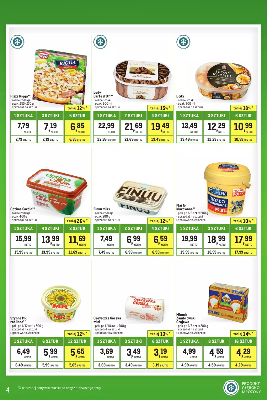 Gazetka promocyjna Makro - Kupujesz więcej płacisz mniej - oferta z alkoholem - ważna 01.06 do 30.06.2023 - strona 4 - produkty: Finuu, Gra, Lody, Masło, Masło klarowane, Mlemix Zambrowski, Optima, Optima Cardio, Pizza, Słynne, Słynne MR Roślinne