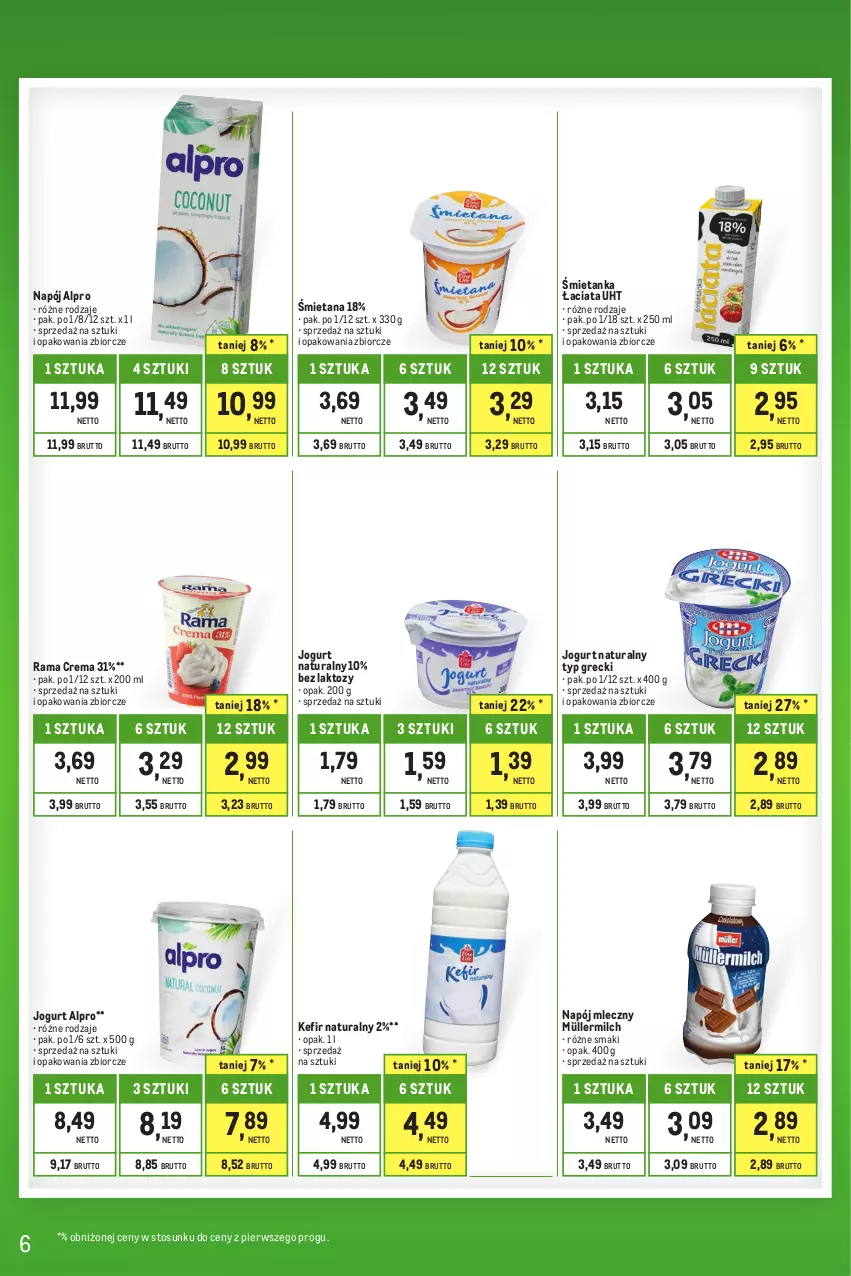 Gazetka promocyjna Makro - Kupujesz więcej płacisz mniej - oferta z alkoholem - ważna 01.06 do 30.06.2023 - strona 6 - produkty: Alpro, Jogurt, Jogurt naturalny, Kefir, Kefir naturalny, Müller, Müllermilch, Napój, Napój mleczny, Rama