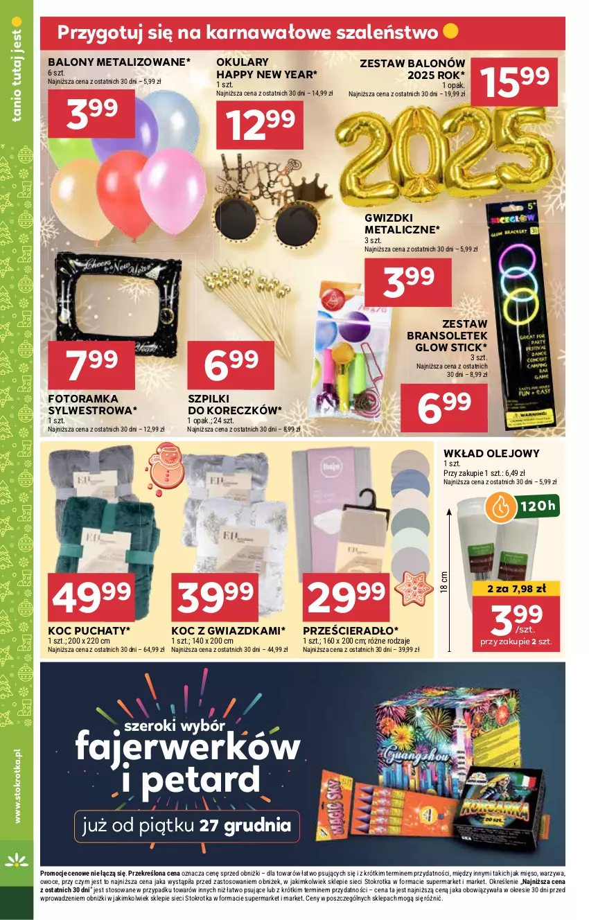 Gazetka promocyjna Stokrotka - Market - ważna 19.12 do 27.12.2024 - strona 26 - produkty: Balony, Koc, Mięso, Olej, Owoce, Prześcieradło, Ramka, Szal, Warzywa, Wkład olejowy