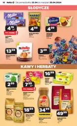 Gazetka promocyjna Netto - Artykuły spożywcze - Gazetka - ważna od 28.04 do 28.04.2024 - strona 16 - produkty: Nescafé, Nutella, Krakus, Kawa rozpuszczalna, Ser, Cukier, Kawa ziarnista, Kawa, Herbata czarna, Herbatniki, Lipton, Czekolada, Ferrero, Lavazza, Cukierki, Herbata, Haribo, Krakuski, Milka, Herbata owocowa