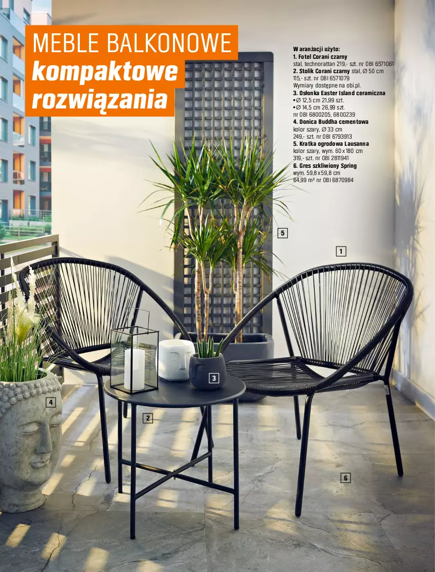 Gazetka promocyjna Obi - Gazetka OBI - ważna 30.03 do 30.06.2022 - strona 24 - produkty: Cement, Fotel, Gres, Gres szkliwiony, Isla, Krzesło, Meble, Osłonka, Stolik