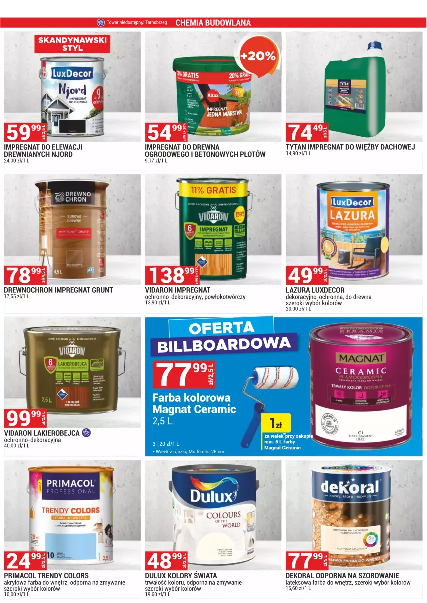 Gazetka promocyjna Merkury Market - Dębica, Jasło, Kraków, Rzeszów, Sanok, Tarnobrzeg, Żywiec - ważna 01.06 do 30.06.2021 - strona 32 - produkty: Dekoral, Dulux, Fa, Farba do wnętrz, Grunt, Lakier, Lazur, LuxDecor, Magnat Ceramic, Por, Prima, Tytan, Wałek