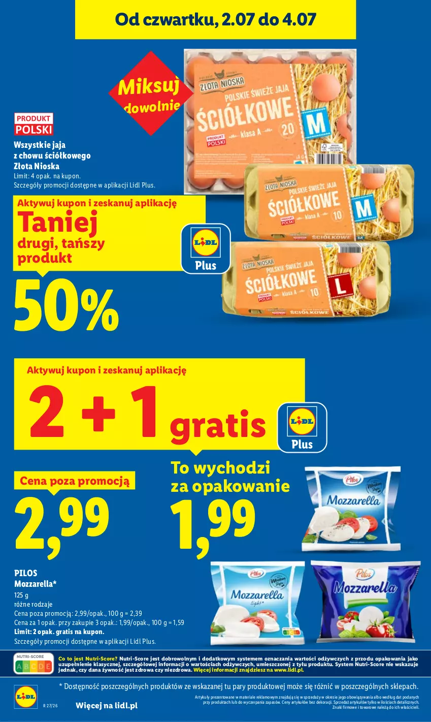 Gazetka promocyjna Lidl - Gazetka ważna od 2.07 do 4.07 - ważna 02.07 do 04.07.2026 - strona 10 - produkty: Gra, Jaja, Mozzarella, Pilos